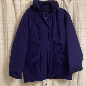 Purple British mist women’s large coat jacket hood pockets winter snow